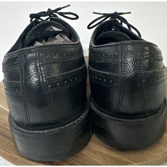 FLORSHEIM Black Leather Wingtip Oxford Shoe Sz 9 D - Picture 3 of 8
